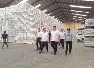 Pastikan Ketersediaan Stok Beras Aman di Banyuasin, Pj Bupati Sidak Gudang Beras