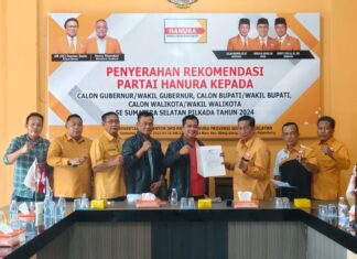 H Askolani SH MH Terima Langsung Rekomendasi Cabup Banyuasin Dari DPD Hanura Sumsel