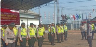 Pastikan Aman, Polres Banyuasin gelar apel persiapan di KPUD Jelang Pendaftaran Cabup dan Cawabup