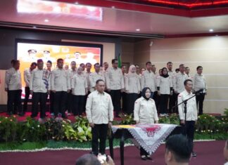 Bupati Banyuasin Dr. H. Askolani, SH MH. Hadiri Pengukuhan Ketua Dan Pengurus KONI Kabupaten Banyuasin.